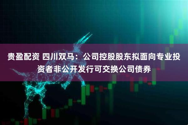 贵盈配资 四川双马：公司控股股东拟面向专业投资者非公开发行可交换公司债券